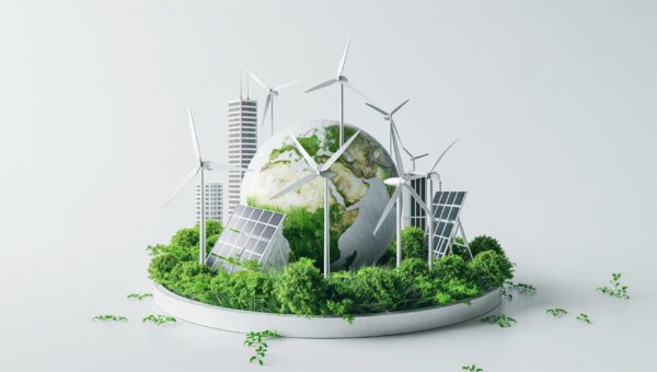 Green Energy Future: Sustainable Technology, Wind Turbines, Solar Panels, Eco City