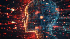 Artificial Intelligence Concept: Digital Brain, Neural Network, Human Head, Technology Abstract, Future Innovation, Machine Learning