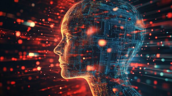 Artificial Intelligence Concept: Digital Brain, Neural Network, Human Head, Technology Abstract, Future Innovation, Machine Learning