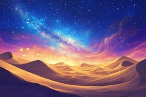 Starry Desert Night: Cosmic Sky & Sand Dunes Art