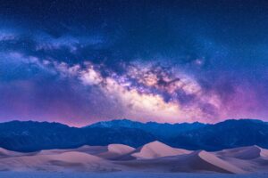 Starry Desert Night: Cosmic Sky & Sand Dunes Art
