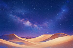 Starry Desert Night: Cosmic Sky & Sand Dunes Art