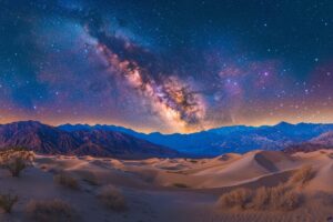 Starry Desert Night: Cosmic Sky & Sand Dunes Art