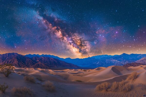 Starry Desert Night: Cosmic Sky & Sand Dunes Art